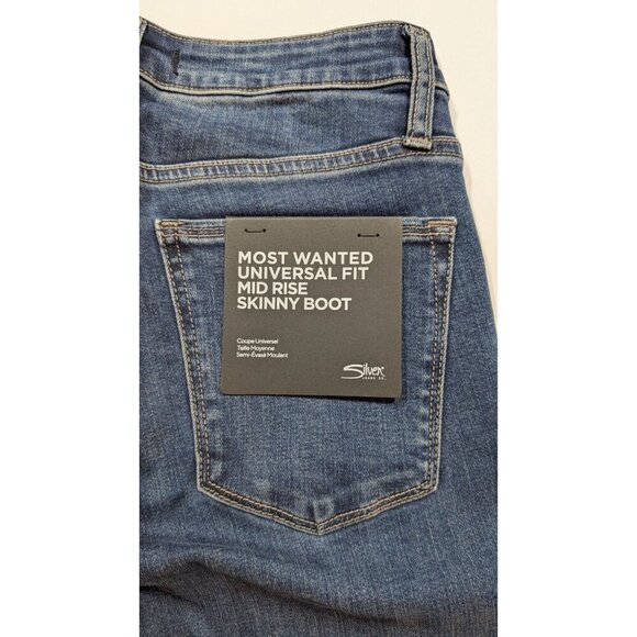 Silver Jeans Co. Most Wanted Universal Fit Mid Rise Skinny Boot Jeans W27L31 NWT - Picture 10 of 12